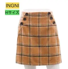 2447y【新品未使用】INGNI チェックスカート キャメル Mサイズ