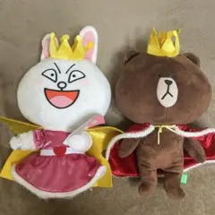 LINE キャラクター　ブラウン ＆ コニー（王冠つき） ぬいぐるみ
