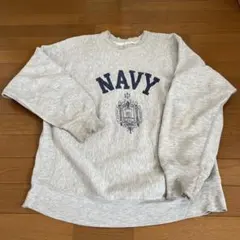 Navyプリント グレー ビンテージスウェット