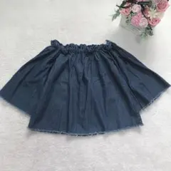 EMODA 露肩牛仔上衣 簡約 休閒 喇叭袖 可愛 藍色