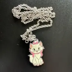 ディズニー マリーちゃん ネックレス シルバーカラー 約66cm 猫 ペンダント