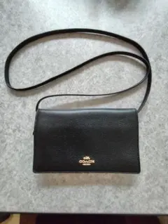 COACH コーチ スマホショルダー サコッシュ レザー ブラック