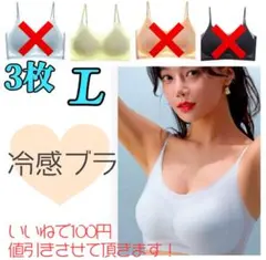 シームレスブラ　接触冷感 　通気性　　夏用　ノンワイヤー　L　３枚セット