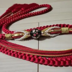 帯締め 赤とゴールド 振袖 成人式 卒業式