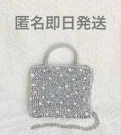 ワイヤーバッグ パール・ビーズ・スパンコール☆ハンドメイド　パーティーバッグ