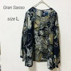 Gran Sasso グランサッソ バロック柄 総柄 カットソー 七分袖【L】