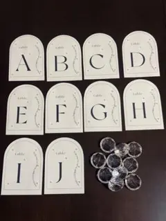 【美品】結婚式 席札 テーブルナンバー A〜J 10枚セット（スタンド付き）