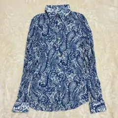 良品】BLUE BLUE 幾何学柄シャツ ブルーブルー ハリラン 3（L 