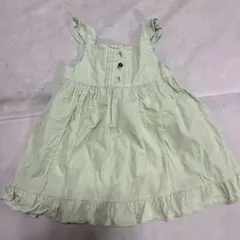 黄緑　コーデュロイ　ジャンパースカート　ワンピース　冬春　80