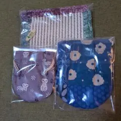 猫柄・花柄ポーチセット