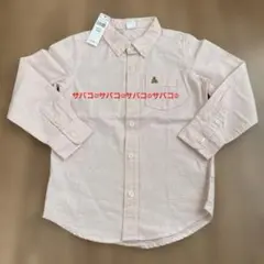 新品未使用　タグ付き　GAP ボタンダウンシャツ　薄いピンクくま　110サイズ