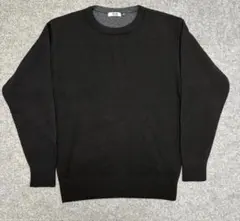 M 黒／ユニクロ U バイカラーラムクルーネックセーター