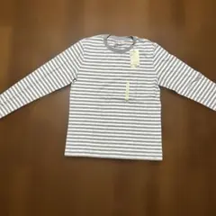 クルーネック長袖Tシャツ L ライトグレー/ボーダー