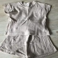 Aosta ベージュ リブ編み Tシャツ ショートパンツ セット S