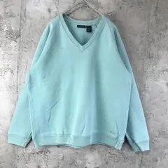 Y2889古着　トレーナー　スウェット　ラグラン　緑　無地　90s Y2K