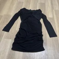 黒 長袖 タイトワンピース ルーズフィット