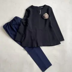 セレモニー　ママスーツ　セットアップ　Mサイズペプラム　パンツ　卒服　パール