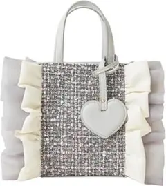 ダイアナツイードハートフリルハンド バッグ2way グレー