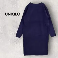 1466【S相当】UNIQLO ネイビー 長袖 ワンピース 美品