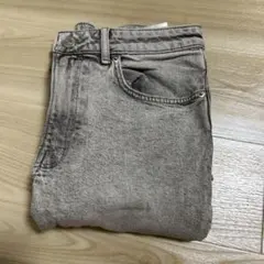 H&M グレー ワイドレッグデニムパンツ US 10