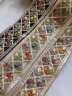 インド刺繍リボン 50cmカット 3本セット SALE インドリボン 刺繍