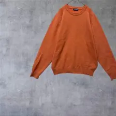 【ユニクロ】 クルーネックニット セーター　ウール100% オレンジ L