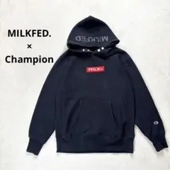【MILKFED.×Champion】M 裏起毛フード付きパーカー ブラック