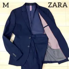 極美品✨ZARA セットアップ スーツ ブルー 無地 総裏 M 人気デザイン✨