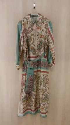 ZARA WOMAN 花柄　長袖シャツワンピース