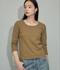 ADAM ET ROPE' 7分袖リブTシャツ