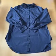 美品 レディ レースカラー ブラウス 黒 ブラック L