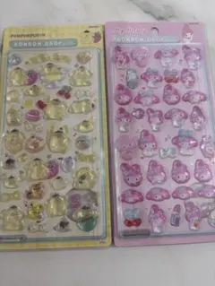 ポムポムプリン＆マイメロディ ボンボンドロップシール2枚セット 海外製