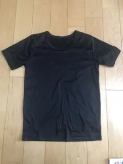 丸首　半袖　裏起毛　肌着　黒　150