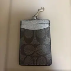 COACH パスケース 定期入れ シグネチャー ホワイト クリーム色（紐なし）