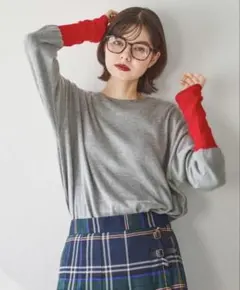 【美品】ニコアンド カシミヤ混 配色ニットプルオーバー M