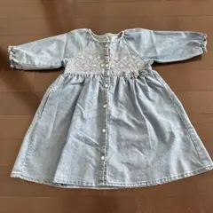 SLAP SLIP デニムブルー刺繍入りワンピース 120cm