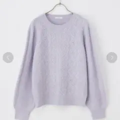 【新品未開封タグ付】GLACIERふんわりもちもち ケーブル編パール付きニット