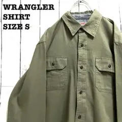 Wrangler ラングラー 長袖ワークシャツ オリーブ S ストレッチコットン