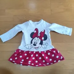 ミニーマウス 長袖ワンピース ドット柄　90センチ　Ｈ＆Ｍ