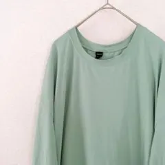 美品✨SHEIN 【M】ミントグリーン 長袖Tシャツ バックプリント 大きめ
