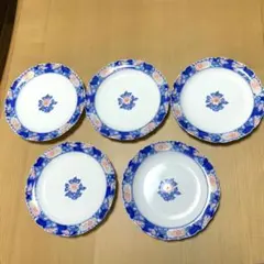 早い者勝ち❤️青い花柄の皿 5枚セット　九谷焼・西山窯