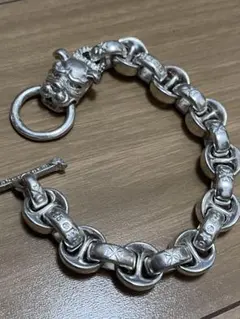 ヴィンテージ ブルドッグ シルバー ブレスレット 925 刻印あり 重厚 vintage ブルドッグチェーン ブレスレット シルバー925