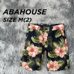 アバハウス アロハ ハーフパンツ ボタニカル総柄 ブラック M 【1281】のサムネイル