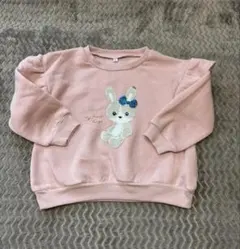 110cmウサギ刺繍スパンコールピンクトレーナー　バースデイ