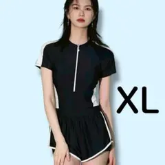 水着 XL フィットネス水着 ジム ワンピース 体型カバー スポーティー 半袖