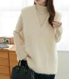 DISCOAT フェザーヤ－ンチュニックベスト ホワイト