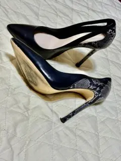 ZARA ブラック スネーク柄 ポインテッドトゥ ハイヒール 36