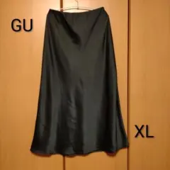 GU サテンロングスカート　ブラック　XL