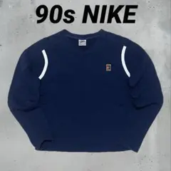 90s NIKE ナイキ　Vネック　キッズ　ネイビー　長袖Tシャツ　Lサイズ