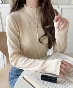 classicalelf 2wayメロープリーツハイネックT アイボリー L